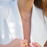 14K Solid White Gold Diamond Initial Pendant