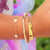 14K Solid Yellow Gold Girl Twisted Bangle