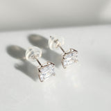 14K Solid Gold CZ Princess Cut Stud Earrings
