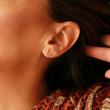 18K Solid Yellow Gold Bar Earrings