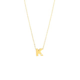 14K Solid Yellow Gold Bulk Initial Necklace with Diamond