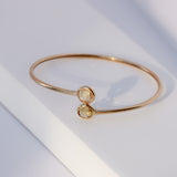 14K Solid Yellow Gold Semi-stones Bangle