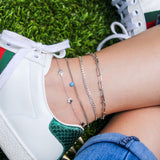 925 Sterling Silver Paperclip Link Anklet
