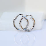 14K Solid White Gold 4mm Tube Hoops Earrings