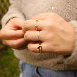 14K Solid Yellow Gold CZ Heart & Infinity Symbol Ring