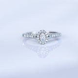 14K Solid White Gold .14 Oval Center Solitaire