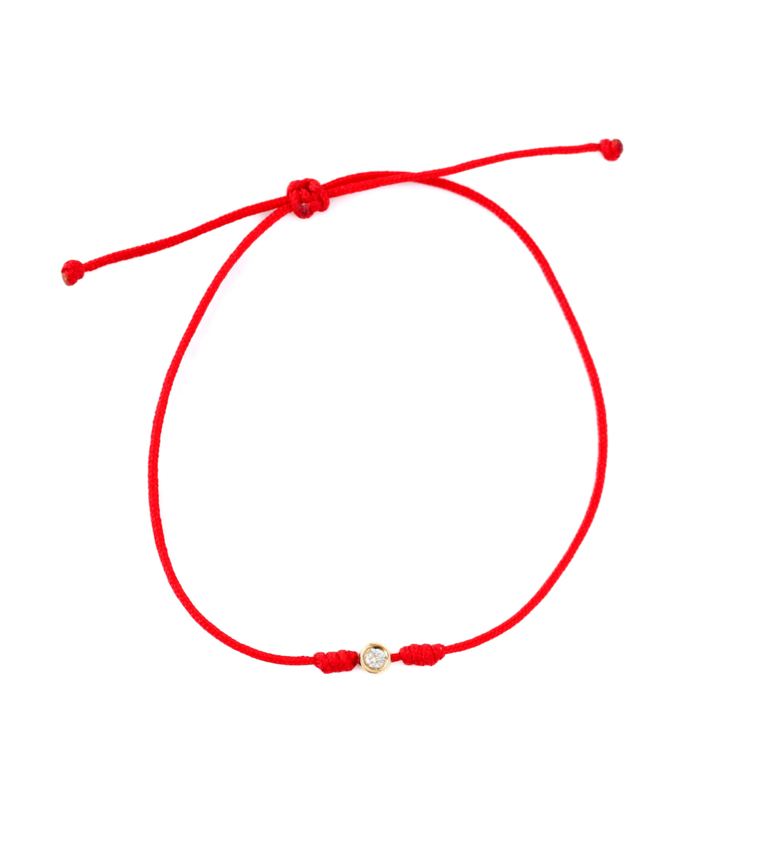 14K Solid Yellow Gold Bezel Diamond Cord Bracelet