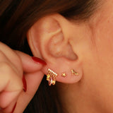 14K Solid Yellow Gold CZ Heel Earrings