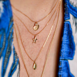 14K Solid Yellow Gold Clam Shell Necklace