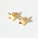 14K Solid Yellow Gold Large Star Stud Earrings