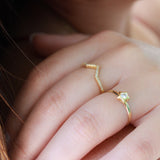 14K Solid Yellow Gold Cubic Zirconia Star Ring
