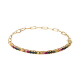 14K Solid Yellow Gold Half Tennis Bracelet and Paperclip Link