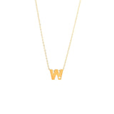14K Solid Yellow Gold Bulk Initial Necklace with Diamond