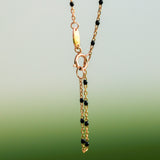14K Solid Yellow Gold Beads Enamel Necklace