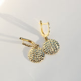 14K Yellow Gold Diamond Cut Round Charm Earrings