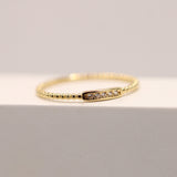 14K Solid Yellow Gold CZ Bar Ring