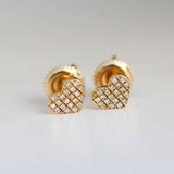14K Solid Yellow Gold Pave Diamonds Heart Earrings