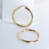 14K Solid Yellow Gold 4mm Tube Hoops Earrings