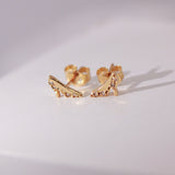 14K Solid Yellow Gold CZ Heel Earrings
