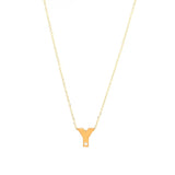 14K Solid Yellow Gold Bulk Initial Necklace with Diamond