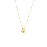 14K Solid Yellow Gold Bulk Initial Necklace with Diamond
