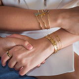 14K Solid Yellow Gold Semi-stones Bangle