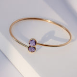 14K Solid Yellow Gold Semi-stones Bangle