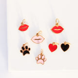 14K Solid Yellow Gold Dog Paw Custom Enamel Pendant