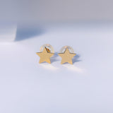 14K Solid Yellow Gold Star Stud Earrings