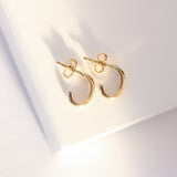 14K Solid Yellow Gold Oval Open Hoops Earrings