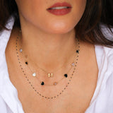 14K Solid Yellow Gold Beads Enamel Necklace