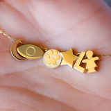 14K Solid Gold Adjustable Dog Paw Necklace