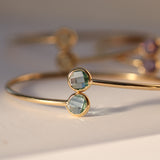 14K Solid Yellow Gold Semi-stones Bangle