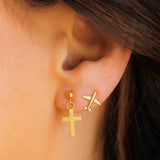 14K Solid Yellow Gold Airplane Earrings