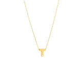 14K Solid Yellow Gold Bulk Initial Necklace with Diamond