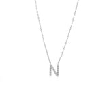 925 Sterling Silver Pave Diamonds Initial Neckalce