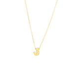 14K Solid Yellow Gold Bulk Initial Necklace with Diamond