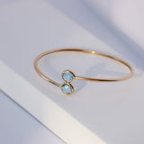 14K Solid Yellow Gold Semi-stones Bangle