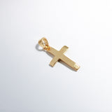 14K Solid Yellow Gold Asymmetrical Small Cross Pendant