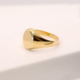 14K Solid Yellow Gold Round Signet Ring