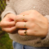 14K Solid Yellow Gold Balls Cuff Ring