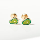 14K Solid Yellow Gold Avocado Earrings
