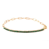 14K Solid Yellow Gold Half Tennis Bracelet and Paperclip Link