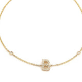 Customizable 14K Solid Yellow Gold Initial Diamond Bracelet