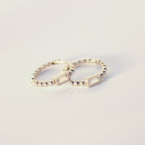 14K Solid White CZ and Beads Huggie Hoops