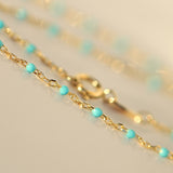 14K Solid Yellow Gold Beads Enamel Necklace