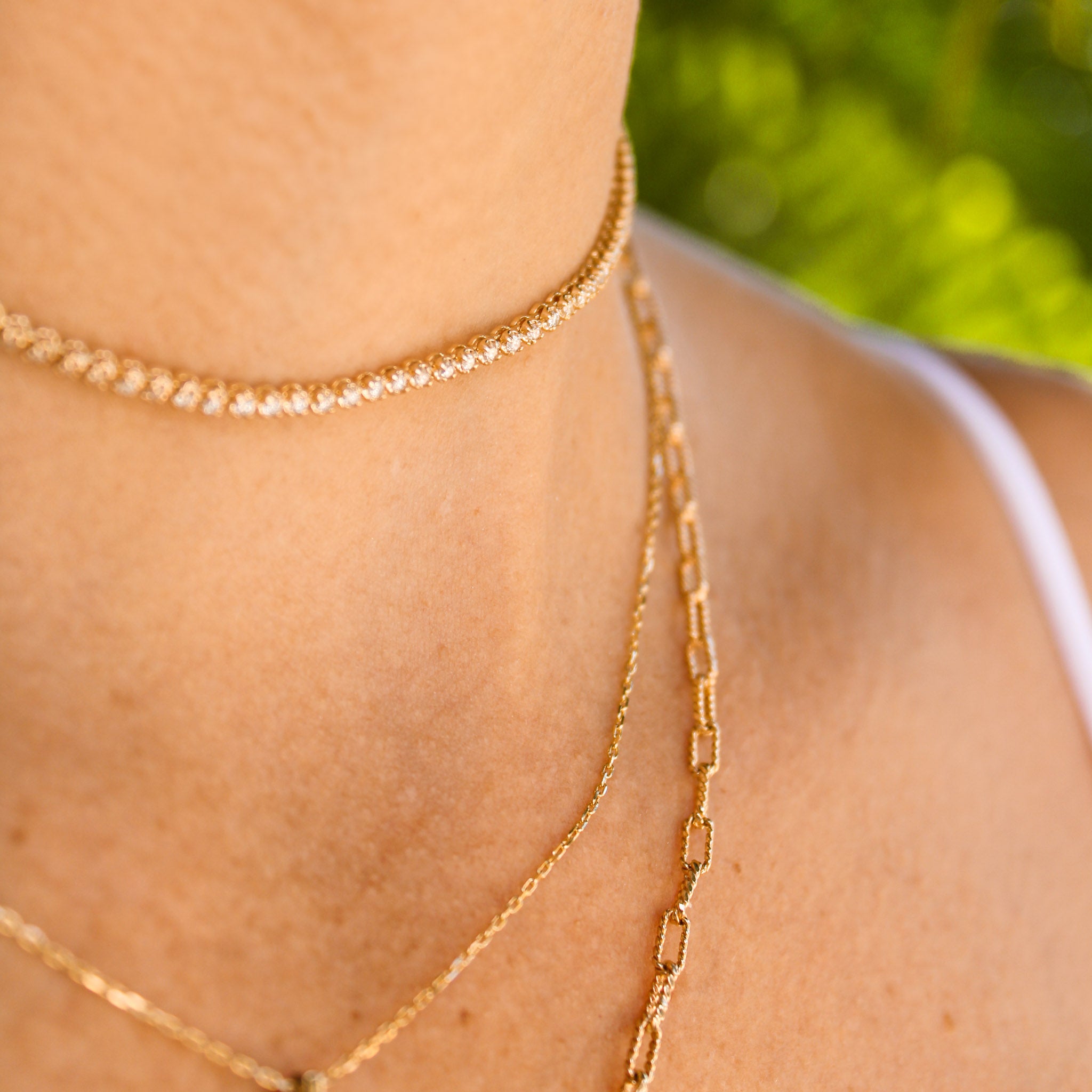 14K Solid Gold Diamond Tennis Choker