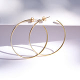14K Solid Yellow Gold Open Hoops Earrings