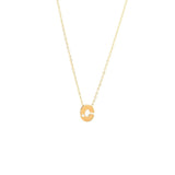14K Solid Yellow Gold Bulk Initial Necklace with Diamond