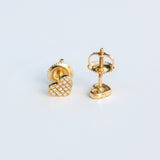 14K Solid Yellow Gold Pave Diamonds Heart Earrings